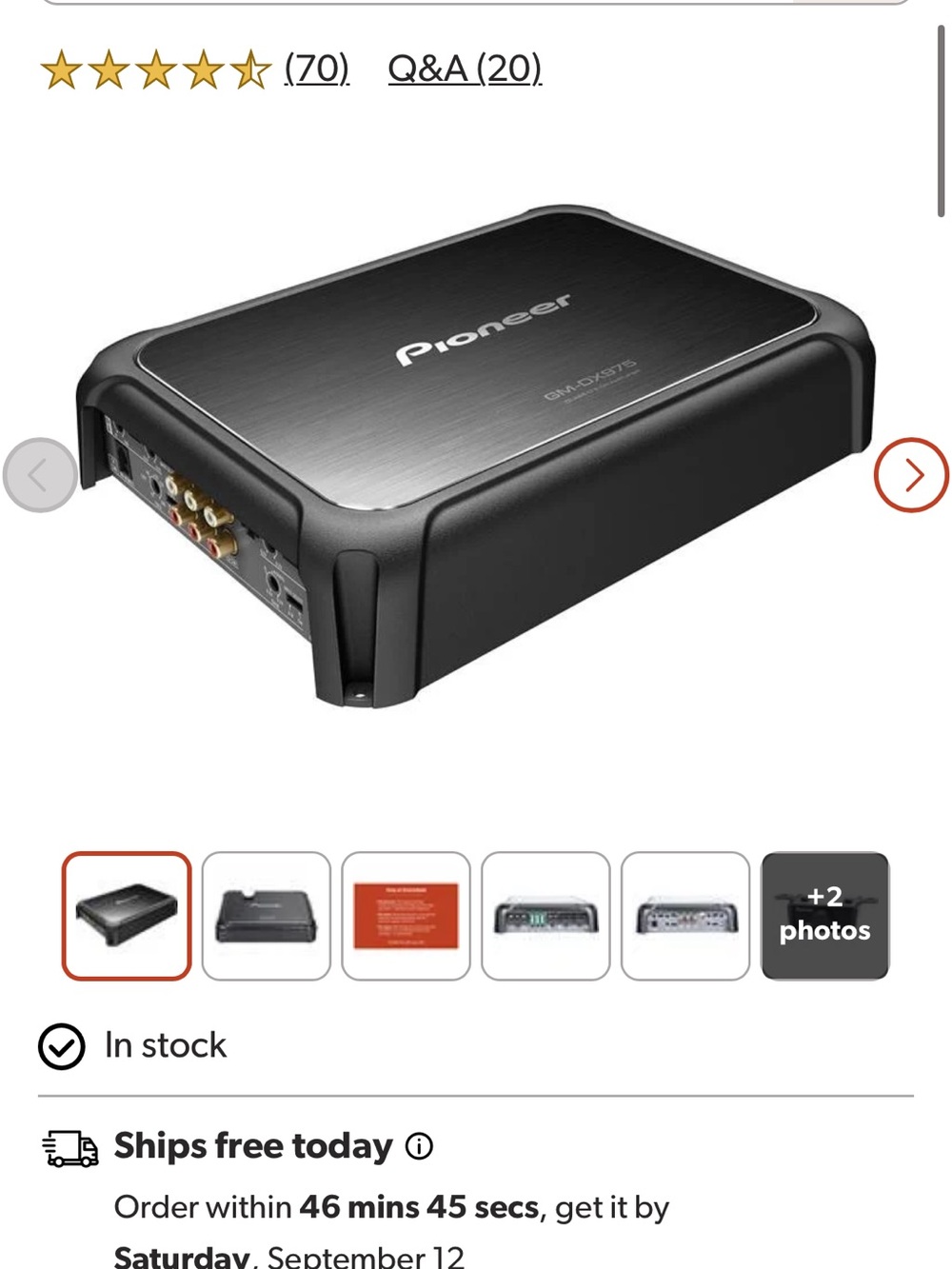 PIONEER Black Brushed Metal Car Amplifier
